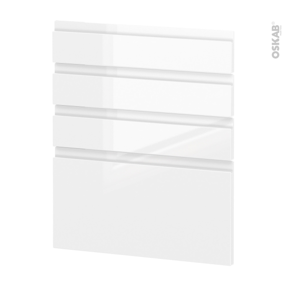 Façades de cuisine - 4 tiroirs N°59 - IPOMA Blanc brillant - L60 x H70 cm
