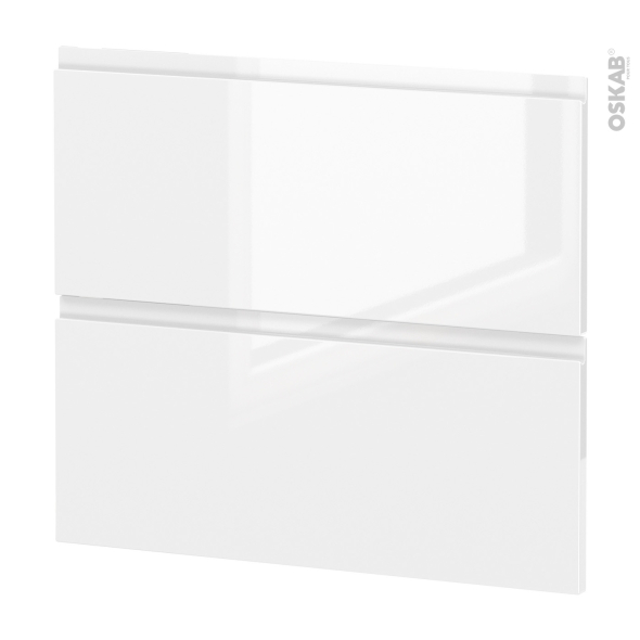 Façades de cuisine - 2 tiroirs N°60 - IPOMA Blanc brillant - L80 x H70 cm