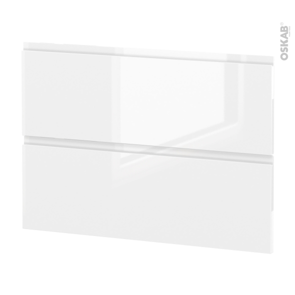 Façades de cuisine - 2 tiroirs N°61 - IPOMA Blanc brillant - L100 x H70 cm
