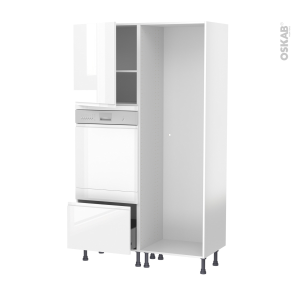 Colonne de cuisine - Lave vaisselle intégrable - IPOMA Blanc brillant - L60 x H195 x P58 cm