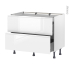 #Meuble de cuisine Casserolier <br />IPOMA Blanc brillant, 2 tiroirs, L100 x H70 x P58 cm 