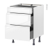 #Meuble de cuisine - Casserolier - IPOMA Blanc brillant - 3 tiroirs - L60 x H70 x P58 cm