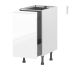 #Meuble de cuisine - Bas coulissant - IPOMA Blanc brillant - 1 porte 1 tiroir à l'anglaise - L40 x H70 x P58 cm
