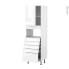 #Colonne de cuisine N°2159 - MO encastrable niche 36/38 - IPOMA Blanc brillant - 1 porte 5 tiroirs - L60 x H195 x P58 cm