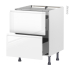 #Meuble de cuisine - Casserolier - IPOMA Blanc brillant - 2 tiroirs - L60 x H70 x P58 cm