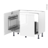 #Meuble de cuisine - Sous évier - IPOMA Blanc brillant - 2 portes lessiviel-poubelle coulissante  - L100 x H70 x P58 cm