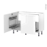 #Meuble de cuisine Sous évier <br />IPOMA Blanc brillant, 2 portes lessiviel-poubelle coulissante , L120 x H70 x P58 cm 