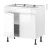 #Meuble de cuisine - Bas - Faux tiroir haut - IPOMA Blanc brillant - 2 portes - L80 x H70 x P58 cm