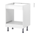 #Meuble de cuisine - Bas MO encastrable niche 45 - Faux tiroir haut - IPOMA Blanc brillant - L60 x H70 x P58 cm