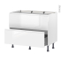 #Meuble de cuisine Casserolier <br />Faux tiroir haut, IPOMA Blanc brillant, 1 tiroir, L100 x H70 x P58 cm 