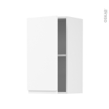 Meuble de cuisine - Haut ouvrant - IPOMA Blanc mat - 1 porte - L40 x H70 x P37 cm