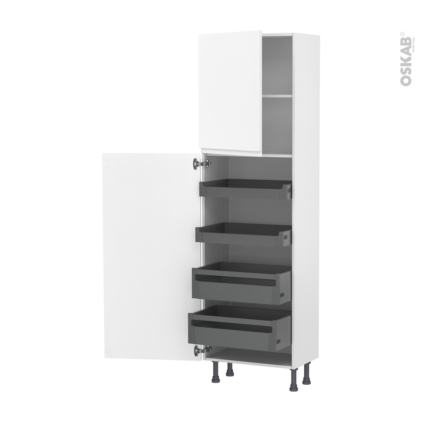 Colonne de cuisine N°2721 Armoire frigo encastrable IPOMA Noir mat 2 portes  L60 x H195 x P58 cm - Oskab