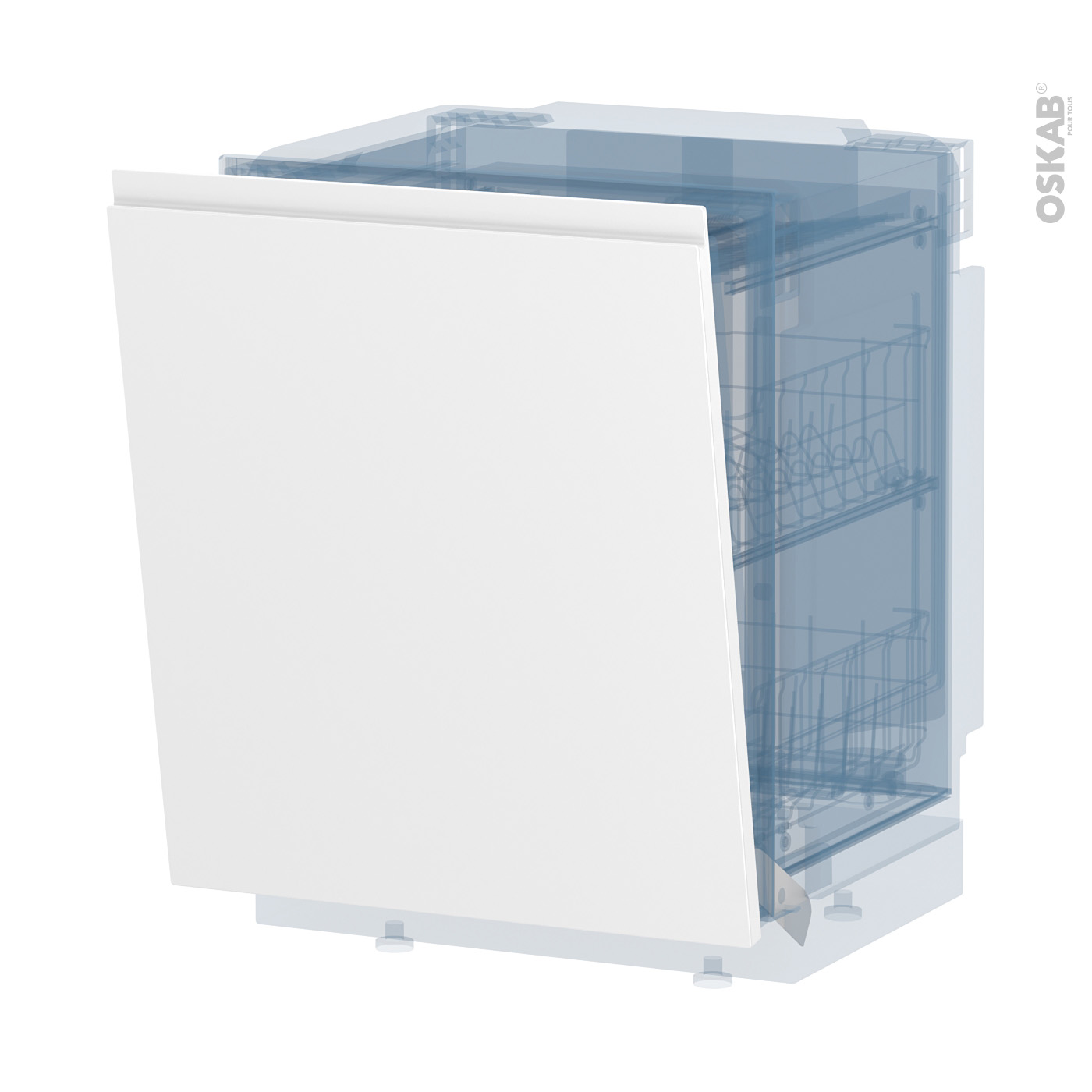 Porte lave vaisselle Full intégrable N°21 IPOMA Blanc mat L60 x H70 cm -  Oskab