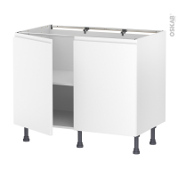 Meuble de cuisine - Bas - IPOMA Blanc mat - 2 portes - L100 x H70 x P58 cm