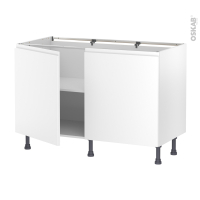 Meuble de cuisine - Bas - IPOMA Blanc mat - 2 portes - L120 x H70 x P58 cm