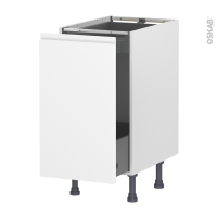 Meuble de cuisine - Bas coulissant - IPOMA Blanc mat - 1 porte 1 tiroir à l'anglaise - L40 x H70 x P58 cm