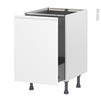 Meuble de cuisine - Bas coulissant - IPOMA Blanc mat - 1 porte 1 tiroir à l'anglaise - L50 x H70 x P58 cm