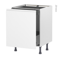 Meuble de cuisine - Bas coulissant - IPOMA Blanc mat - 1 porte 1 tiroir à l'anglaise - L60 x H70 x P58 cm