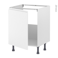 Meuble de cuisine - Sous évier - IPOMA Blanc mat - 1 porte - L60 x H70 x P58 cm