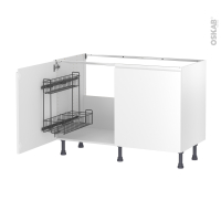 Meuble de cuisine - Sous évier - IPOMA Blanc mat - 2 portes lessiviel - L120 x H70 x P58 cm