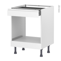 Meuble de cuisine - Bas MO encastrable niche 45 - IPOMA Blanc mat - 1 tiroir haut - L60 x H70 x P58 cm