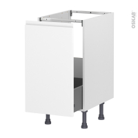 Meuble de cuisine - Sous évier - IPOMA Blanc mat - 1 porte coulissante - L40 x H70 x P58 cm