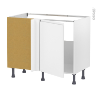 Meuble de cuisine - Angle sous évier - IPOMA Blanc mat - 1 porte N°20 L50 cm - L100 x H70 x P58 cm