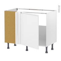 Meuble de cuisine - Angle sous évier - IPOMA Blanc mat - 1 porte N°21 L60 cm - L100 x H70 x P58 cm