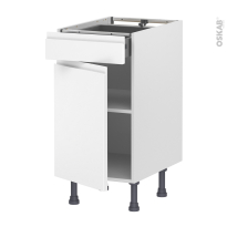 Meuble de cuisine - Bas - IPOMA Blanc mat - 1 porte 1 tiroir  - L40 x H70 x P58 cm