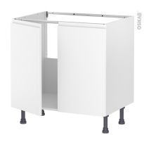 Meuble de cuisine - Sous évier - IPOMA Blanc mat - 2 portes - L80 x H70 x P58 cm