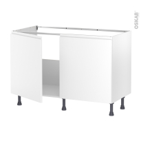 Meuble de cuisine - Sous évier - IPOMA Blanc mat - 2 portes - L120 x H70 x P58 cm