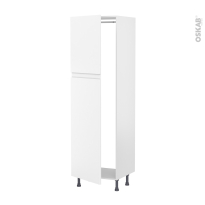 Colonne de cuisine N°2721 - Armoire frigo encastrable - IPOMA Blanc mat - 2 portes - L60 x H195 x P58 cm