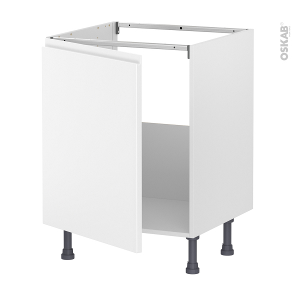 Meuble de cuisine - Sous évier - IPOMA Blanc mat - 1 porte - L60 x H70 x P58 cm