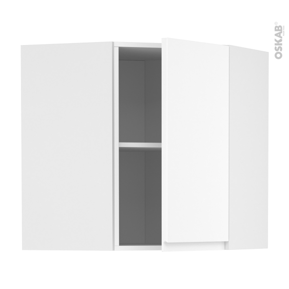 Meuble de cuisine - Angle haut - IPOMA Blanc mat - 1 porte N°85 L38,8 cm - L65 x H70 x P37 cm