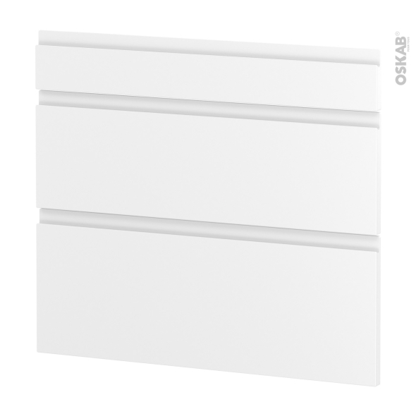 Façades de cuisine - 3 tiroirs N°74 - IPOMA Blanc mat - L80 x H70 cm