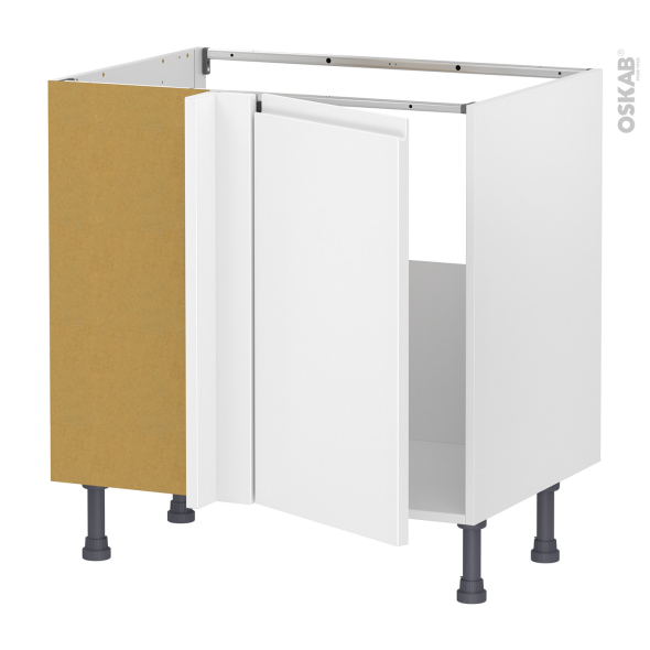Meuble de cuisine - Angle sous évier - IPOMA Blanc mat - 1 porte N°19 L40 cm - L80 x H70 x P58 cm