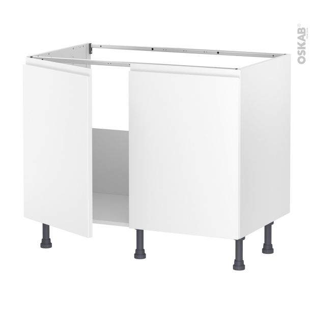 Meuble de cuisine Sous évier <br />IPOMA Blanc mat, 2 portes, L100 x H70 x P58 cm 