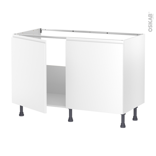Meuble de cuisine Sous évier <br />IPOMA Blanc mat, 2 portes, L120 x H70 x P58 cm 