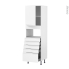 #Colonne de cuisine N°2159 - MO encastrable niche 36/38 - IPOMA Blanc mat - 1 porte 5 tiroirs - L60 x H195 x P58 cm