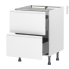 #Meuble de cuisine - Casserolier - IPOMA Blanc mat - 2 tiroirs - L60 x H70 x P58 cm