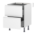 #Meuble de cuisine - Casserolier - IPOMA Blanc mat - 2 tiroirs 1 tiroir à l'anglaise - L60 x H70 x P58 cm