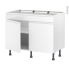 #Meuble de cuisine Bas <br />Faux tiroir haut, IPOMA Blanc mat, 2 portes, L100 x H70 x P58 cm 