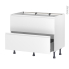 #Meuble de cuisine Casserolier <br />Faux tiroir haut, IPOMA Blanc mat, 1 tiroir, L100 x H70 x P58 cm 
