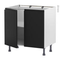 Meuble de cuisine - Bas - IPOMA Noir mat - 2 portes - L80 x H70 x P58 cm