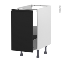 Meuble de cuisine - Sous évier - IPOMA Noir mat - 1 porte coulissante - L40 x H70 x P58 cm