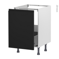 Meuble de cuisine - Sous évier - IPOMA Noir mat - 1 porte coulissante - L50 x H70 x P58 cm