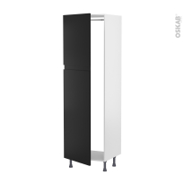 Colonne de cuisine N°2721 - Armoire frigo encastrable - IPOMA Noir mat - 2 portes - L60 x H195 x P58 cm