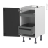 #Meuble de cuisine - Bas - IPOMA Noyer - 2 tiroirs à l'anglaise - L40 x H70 x P58 cm