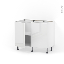 Meuble de cuisine - Bas - IRIS Blanc - 2 portes - L100 x H70 x P58 cm