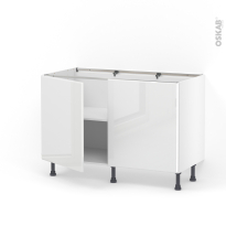 Meuble de cuisine - Bas - IRIS Blanc - 2 portes - L120 x H70 x P58 cm